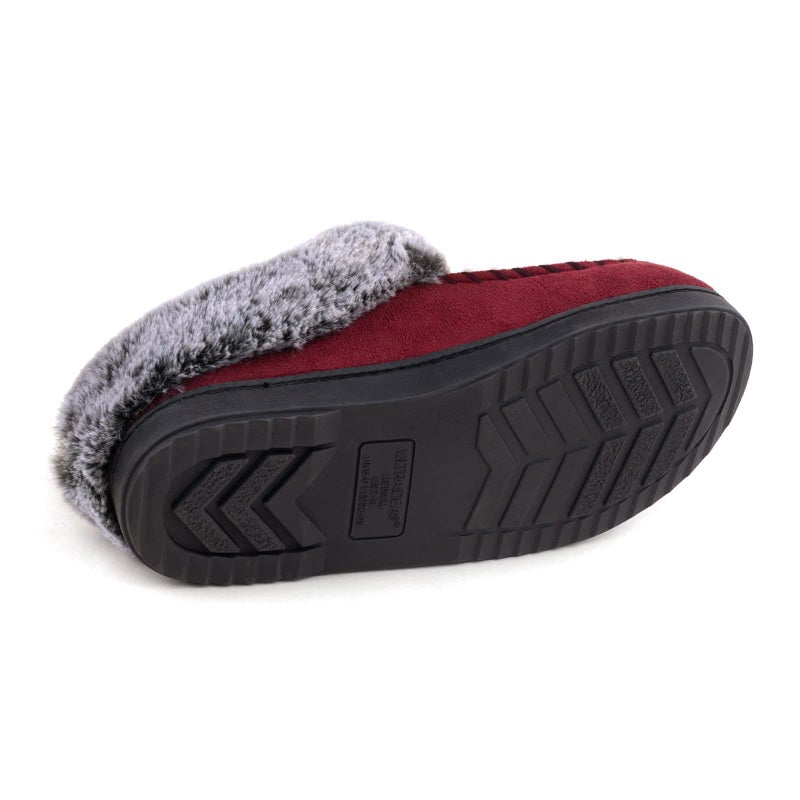 ULTRAIDEAS Women's Memory Foam House Slippers with Hard Bottom, Fur Lined House Shoes with Non-Slip Rubber Sole for Indoor & Outdoor (Moc Red, 9-10) - Image 3